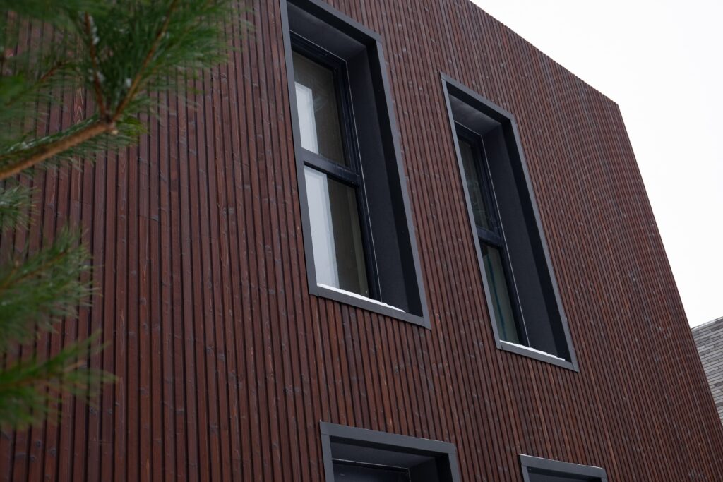 Degintos medienos fasadas